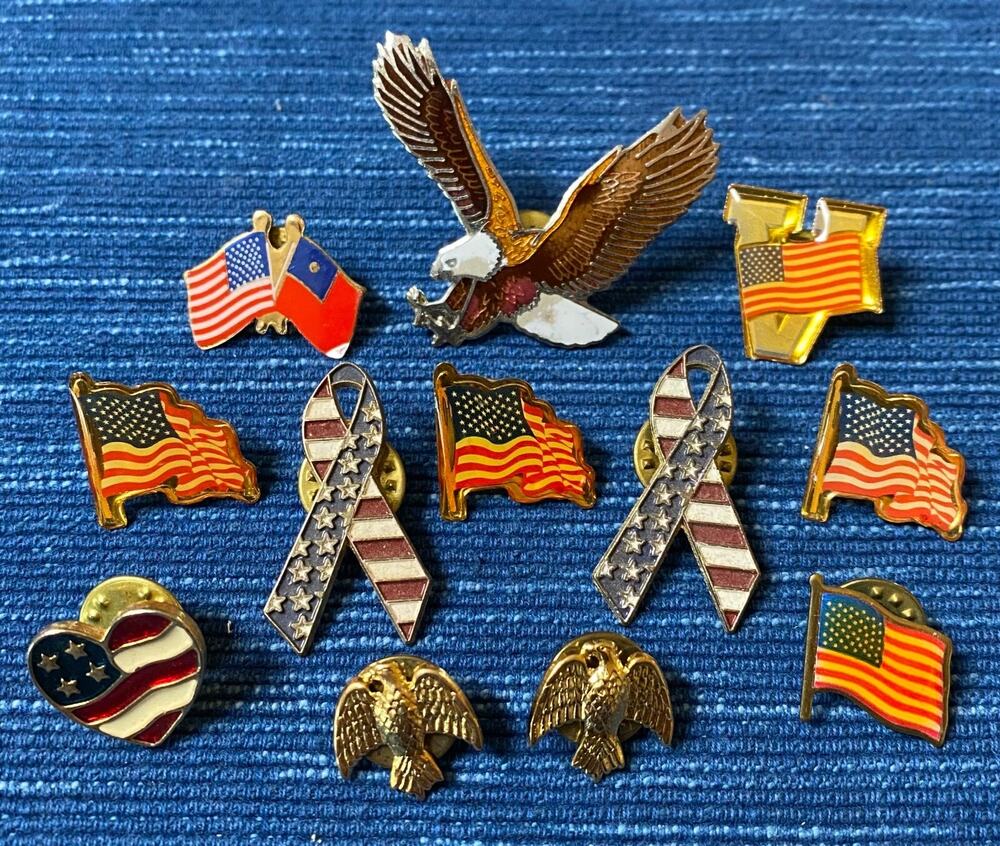 US American Flag Americana Mixed Pin Lot Eagle Patriotic 1B